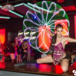 Paulina Milligan hula hooping with an atomic evoke led hula hoop at Gypsy Bar during a Relentless beats show. 